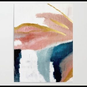 PRETTY, MINIMAL, ACRYLIC PIECE IN PINKS, BLUES, AND GOLD TAPESTRY